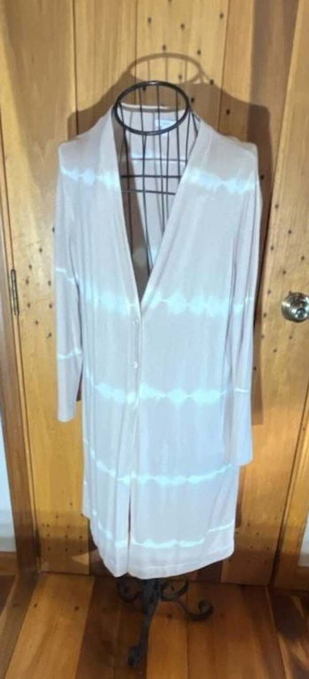 Pure Jill Beige White Tie Dye Long Cardigan Sweater Size L